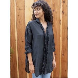 Free People X CP SHADES Dani Ruffle Tunic Button Down Size L